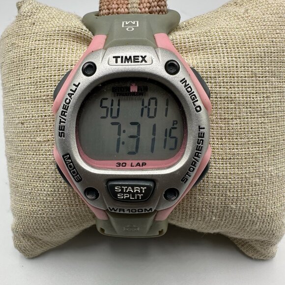 Timex Triathlon Ironman Digital Watch Women Pink Fast Wrap Strap New Battery 9" - Picture 1 of 12